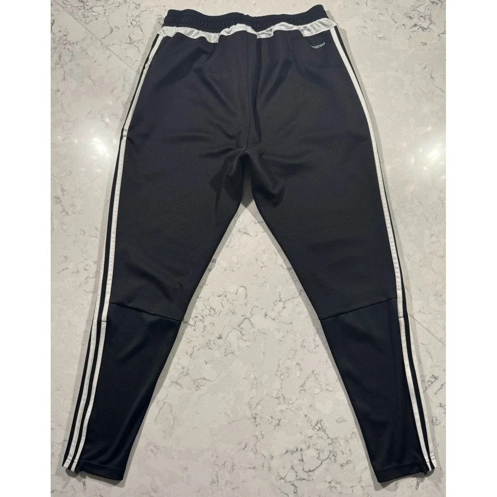 Adidas Track Pants Mens Medium Black Climacool Tapered 3 Stripe Zip Ankle